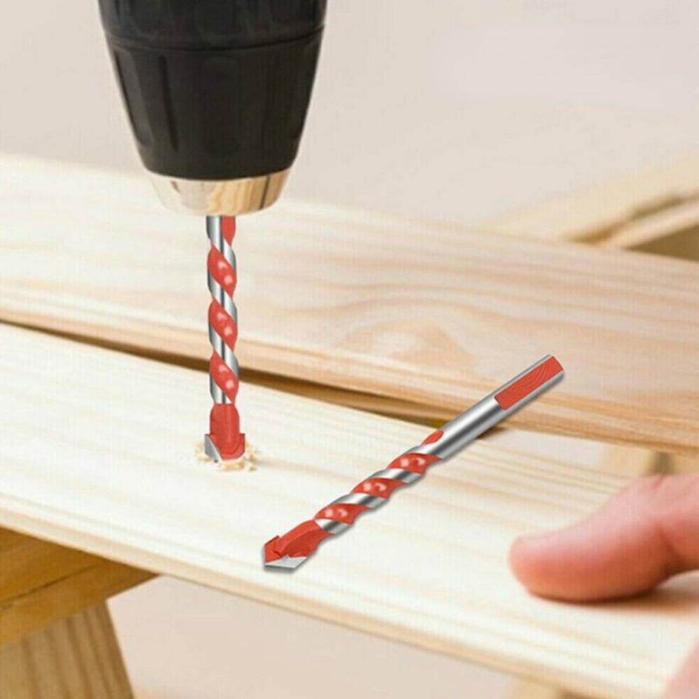 5pcs Drill Bit Set 6/6/8/10/12mm Multifunctional Drill Bit Set for Tile Concrete Brick Glass, Plastic and Wood Tungsten Carbide Tip Tools Set