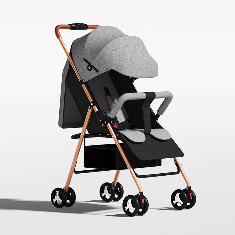 Leichter faltbarer Kinderwagen: Verstellbar, Sit-up, Vierräder, Ein-Knopf-Faltung
