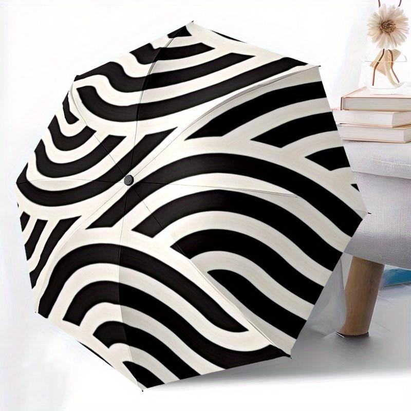 1pc Wave Pattern Automatic Open/Close Umbrella with One Touch Button,, Windproof Design   Lightweight Portable Umbrella for Women & Men6128