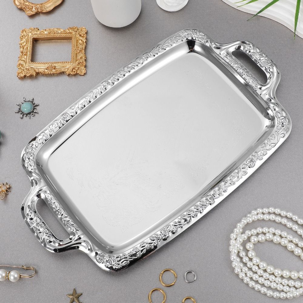 Stainless Steel Bread Tray Metal Food Platter Durable Display Tray Home Decoration