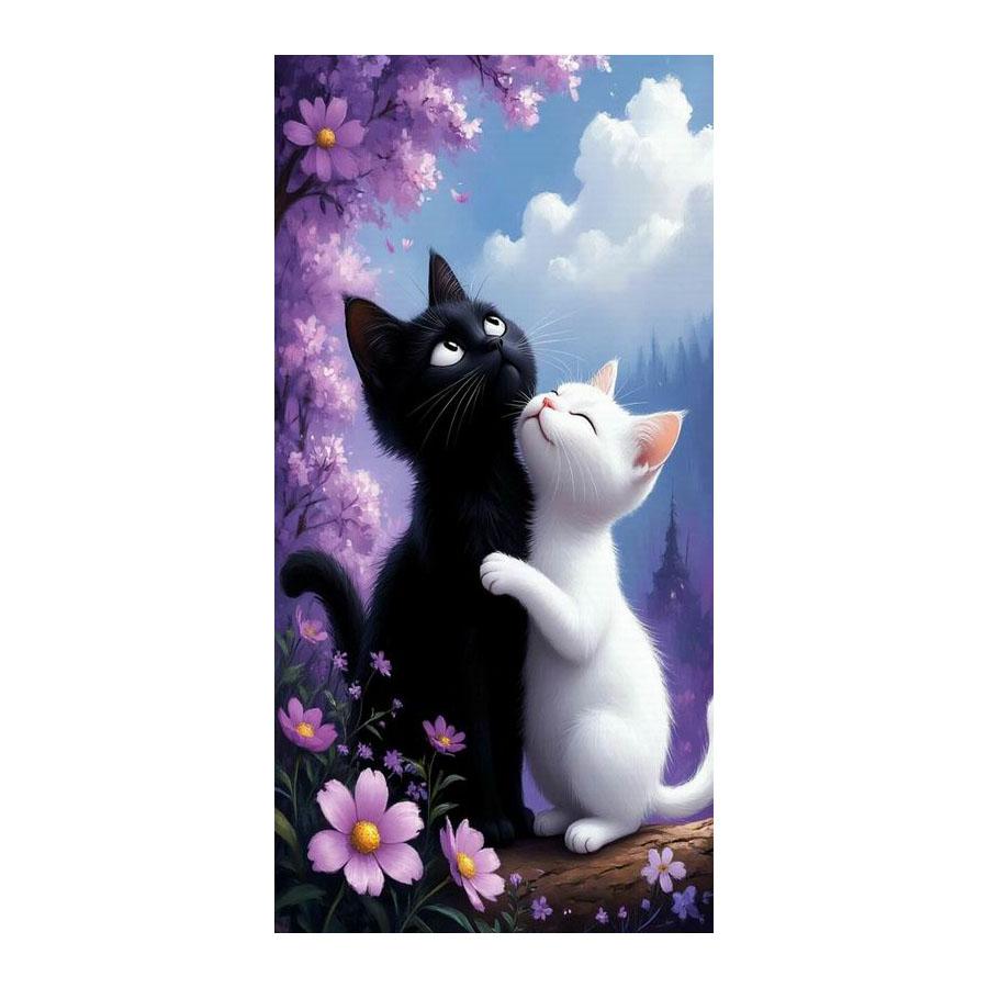 Cute Black and White Cat Diamond Painting New Collection Large Size Animal Diy Full Square Round Drill Rhinestone Embroidery Mosaic Cross Stitch Kits