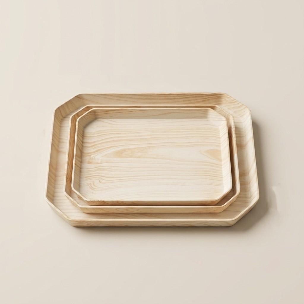 Waterproof Bathroom Vanity Tray Countertop Makeup Organizer Stackable Octagon Plastic Wood Grain Perfume Cosmetic Storage Tray