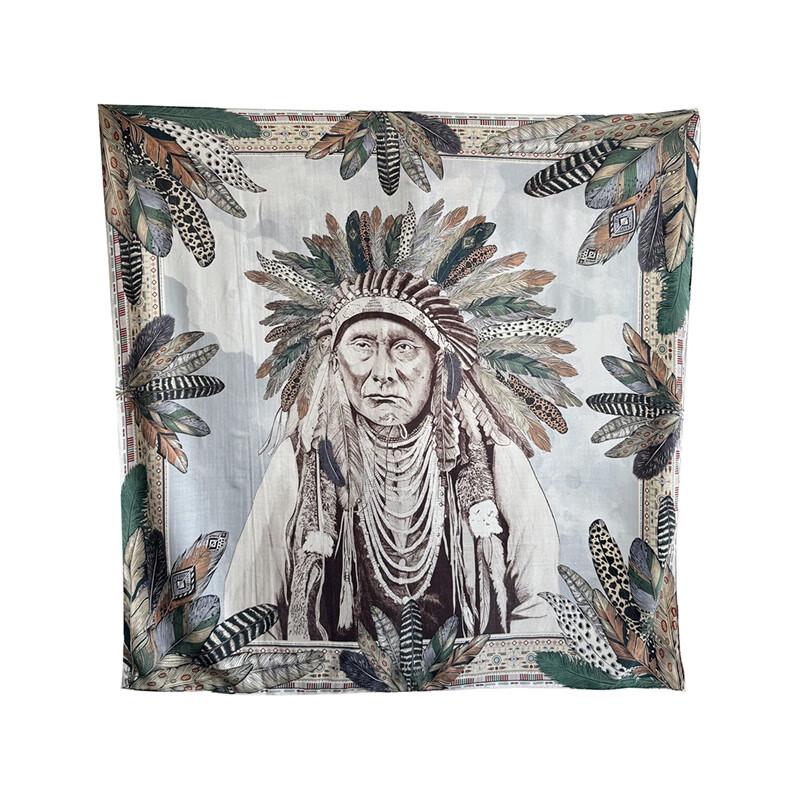 NINA SOLOR Double-Sided Silk Wool Square Shawl