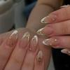 French White Rhinestone False Nails: Glittering, Super Sparkly, Wearable Nail Tips