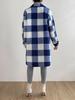 European and American Autumn/Winter Plaid Lapel Plush Button-Down Long Coat for Women