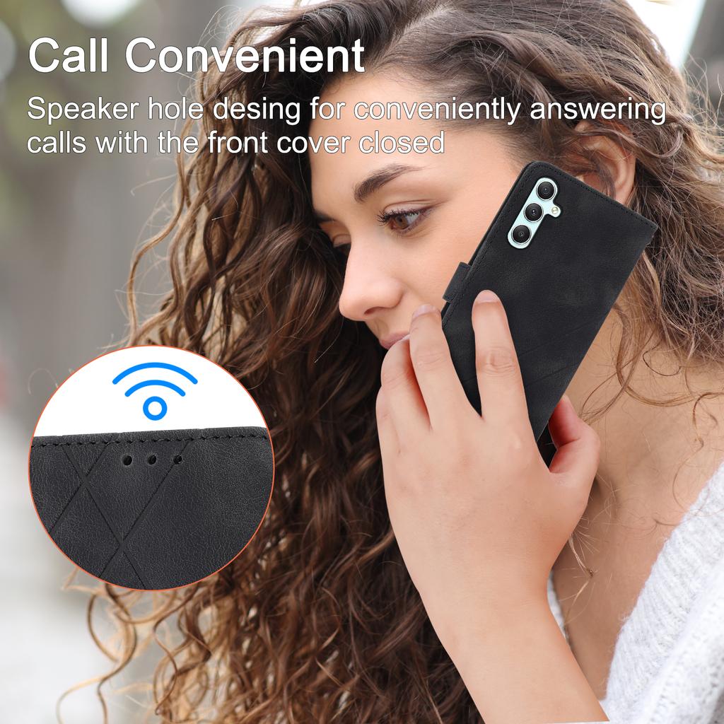 For Samsung Galaxy A15 4G/A15 5G Case Imprinted Line Leather Phone Cover with Handy Strap