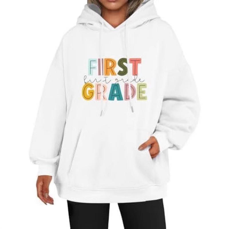 European Back-to-School Oversized Pink Printed Hoodie for Teen Girls - Y2K Academy Style