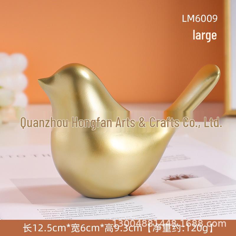 Nordic Golden Resin Bird Decor: Simple Living Room Animal Ornament