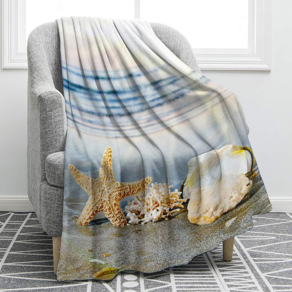 Marine animal cartoon animation digitalprinted polyester velvet flannel cover blanket Fleece soft sofa cover blankets for beds