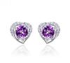 Zhenrong Silver-Plated Heart-Shaped Amethyst Imitation Stud Earrings for Women – Anti-Allergy Korean Style Jewelry