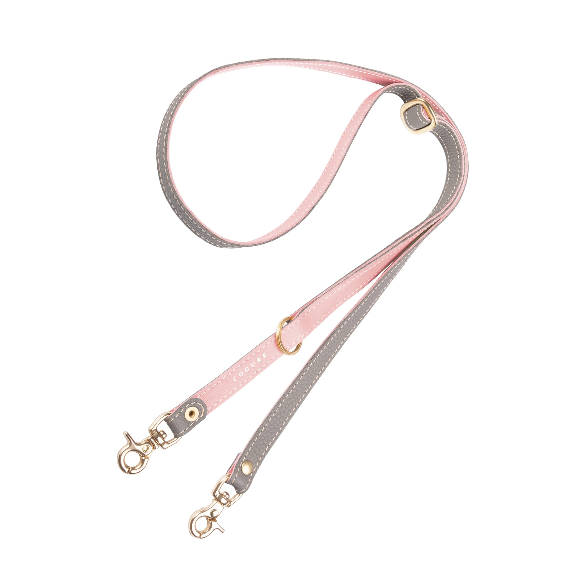 

Наплечный ремень из натуральной кожи, из кожи теленка шагреневой выделки, регулируемая длина от 100 см до ширины серо-бежево-розовый [COGURE], кроссбоди, на шею, 2-сторонний, 125 см, 1,2 см,