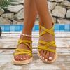 Damenmode Trend College-Stil Urlaubsstil Weiche Sohle Einfarbig Riemchensandalen