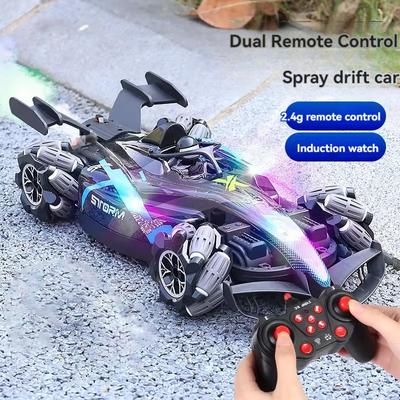 2024 Nové auto F1 na dálkové ovládání 1:12 sprejové kaskadérské auto 2,4 GHz 4WD vysokorychlostní driftovací auto 360° rotace LED světla Realistické zvuky motoru Dárková hračka pro děti