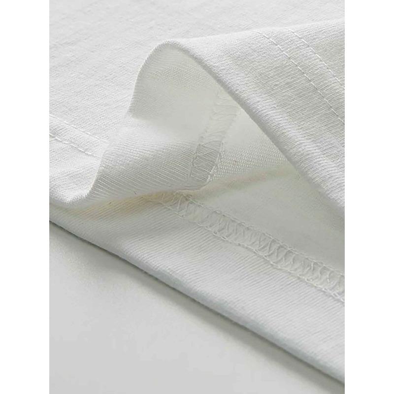 European Size Heart Print T-shirt, Short Sleeve Crew Neck Casual Top For Summer & Spring, Women's Clothing