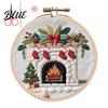 Handmade Christmas Embroidery Set with Santa Claus Landscape Starter Kit Winter Adult Craft Pattern Threads