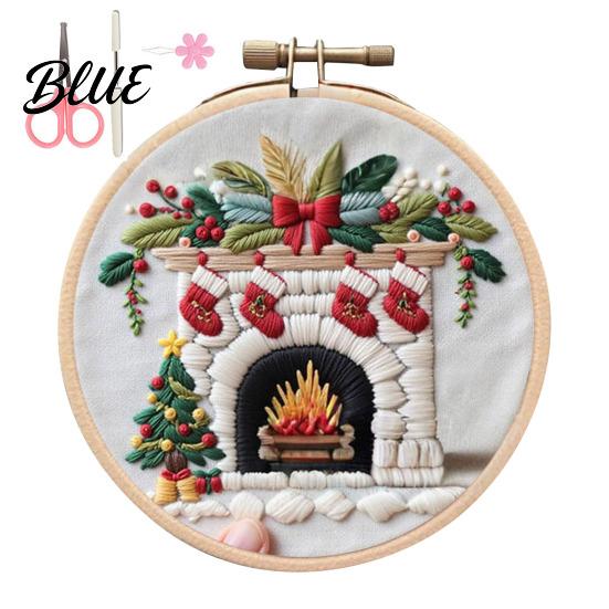 Handmade Christmas Embroidery Set with Santa Claus Landscape Starter Kit Winter Adult Craft Pattern Threads