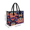 Vibrant Lotus Print Tote Bag Casual Daily Use Large Capacity Handbag for Shopping Travel