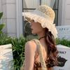 Women's Summer Sun Hat with Lace Trim Ruffle Frill Decor Breathable Design for Beach Travel and Outdoor Sun Hat