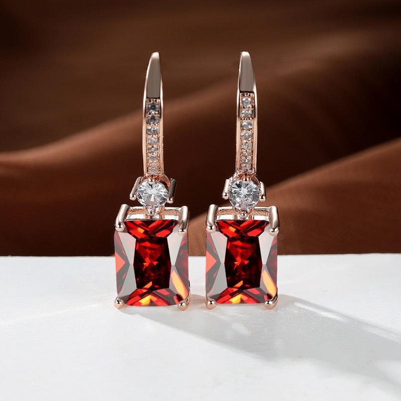 Wish explosive platinum micro-inlaid zircon square diamond quadrilateral stud earrings couple light luxury temperament jewelry