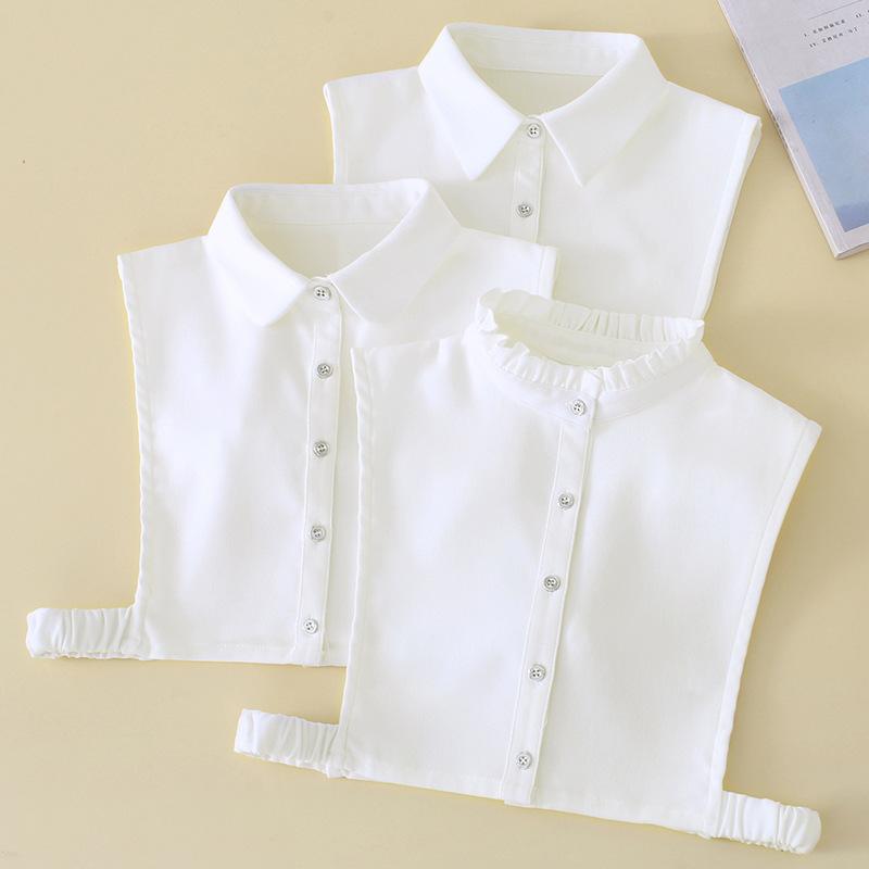 Women Cotton Printed Detachable Lapel Fake Collar Shirt White Ruffles False Collar Woman Removable False Blouse Nep Kraagie