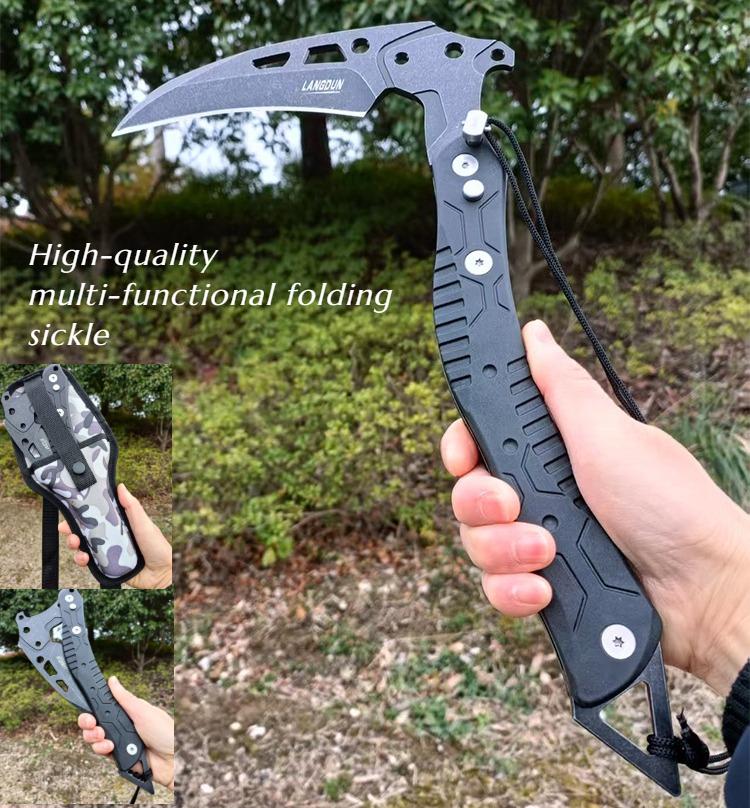 Vysoce kvalitní multifunkční skládací taktický srp Pohodlný venkovní zahradní ruční nástroj pro sekání, pletí a kácení EDC