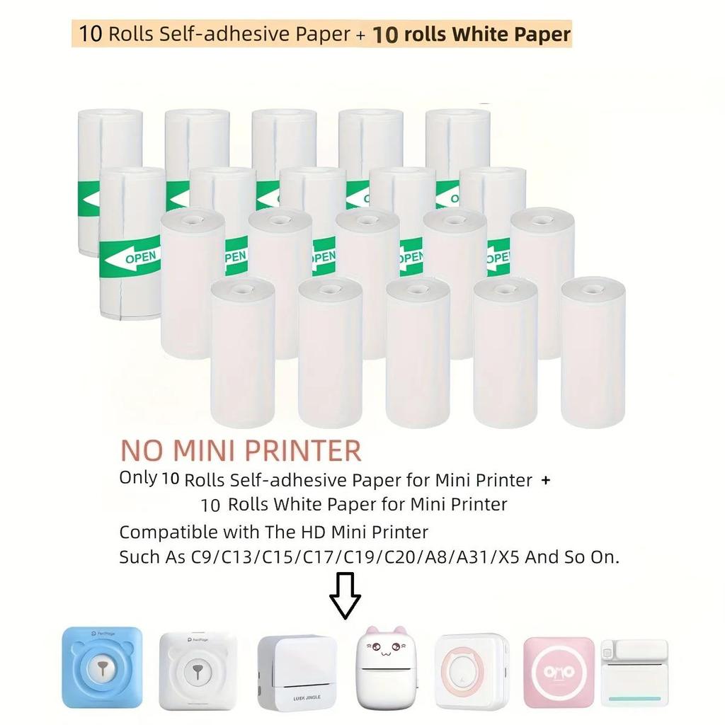 Thermal Paper 57mm Wide Roll, Label Sticker, Suitable for Mini Printer, Children's Camera