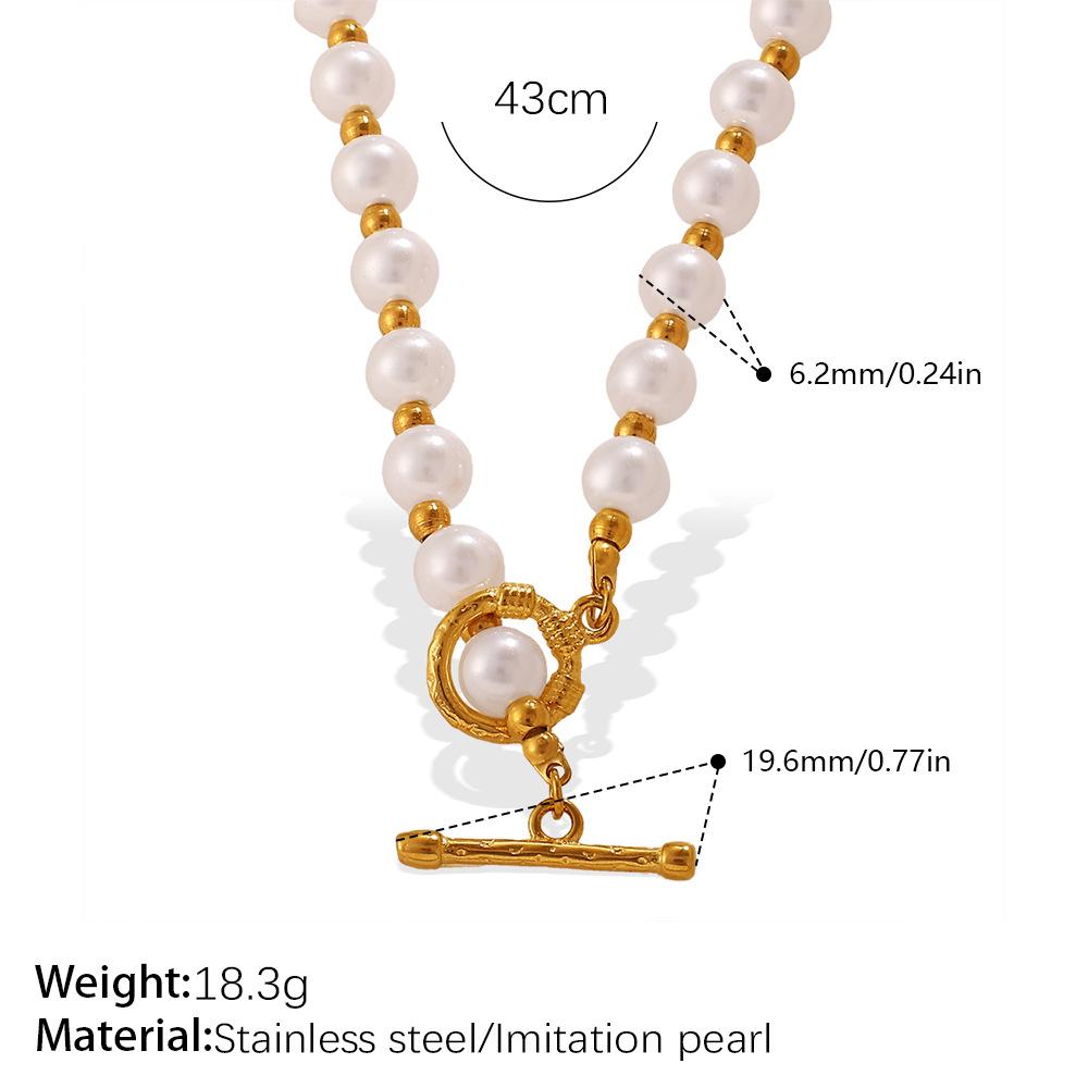 White pearl spliced necklace, elegant and simple design, suitable for daily wear, light luxury collarbone chain XL859WEG gold necklace