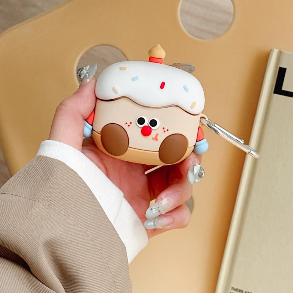 

For Apple AirPods with Charging Case (2019) (2016)/AirPods with Wireless Charging Case (2019) Cartoon Cake Silicone Case with Buckle