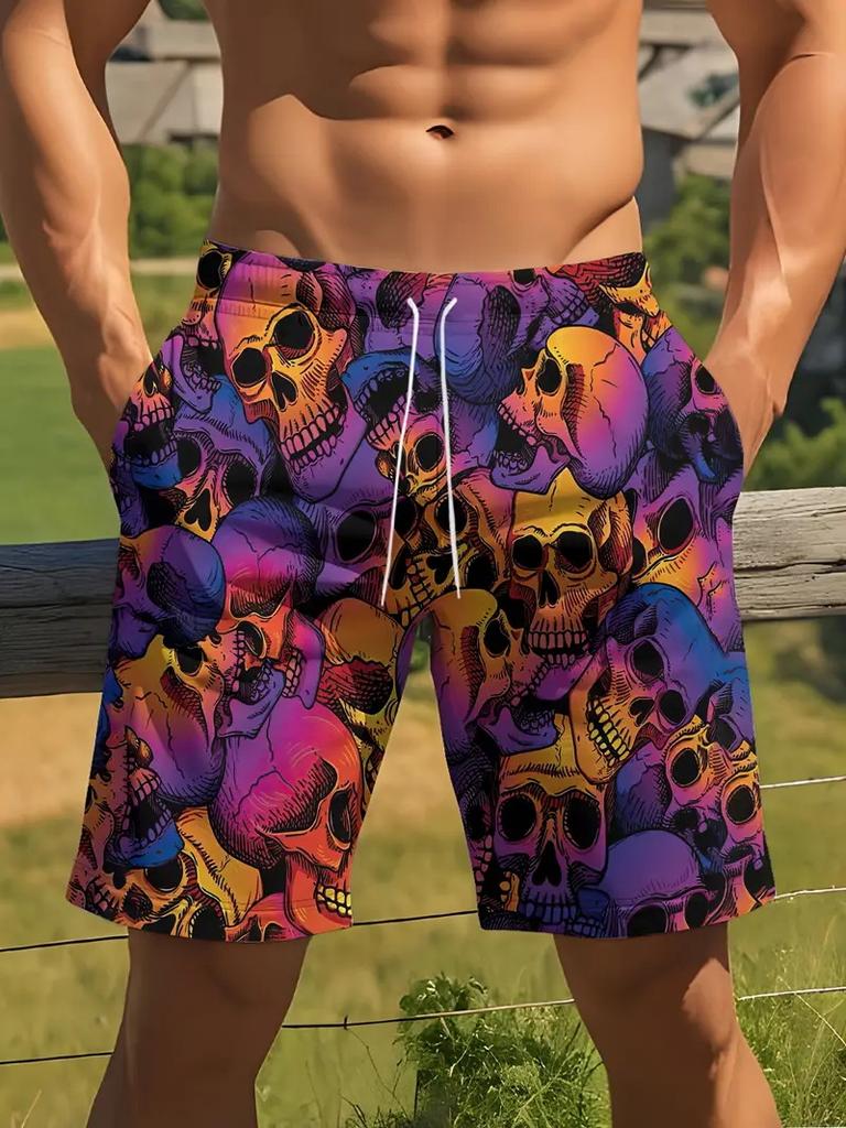 New Men Beach Pants Horror Skull 3D Printed Men's Shorts Summer Casual Quick-drying Trunks Men's Clothing Hawaiian Trendy Shorts
