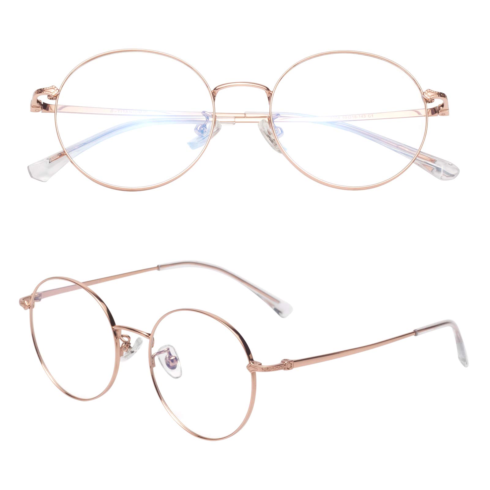 

[LianSan] Lightweight Reading Glasses, Blue Light Blocking, Titanium Alloy, with Case, Men s & Women s, Gold, +1.00 Prescription, L8304