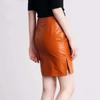Formal Skirt Genuine Wear Women's Lambskin Leather Party Orange Handmade Casual