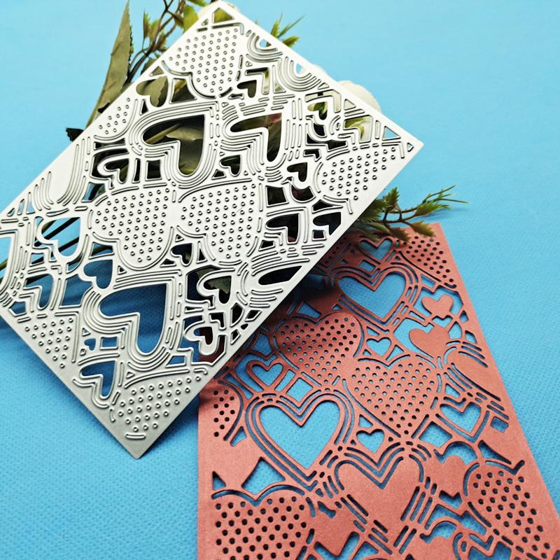 Heart Cover Pattern Background Metal Cutting Dies Dots Frame Stencils Die Cut for DIY Scrapbooking Embossing