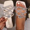 Fashion Fashion Plus Size Woman Shoe 2025summer New Square Flat Shoes Simple Versatile Women Rhinestone Slippers Anti Slip Women Sandals