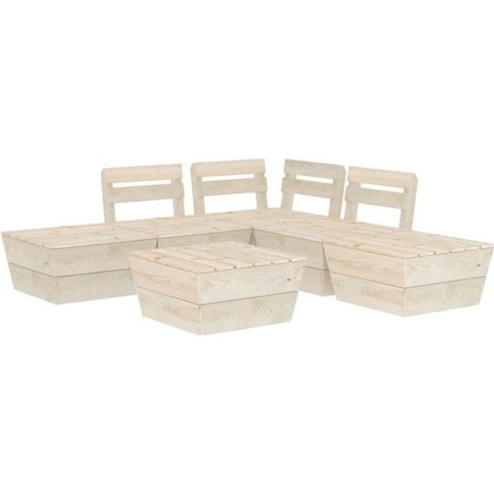 Salon de jardin en palette modulable - Bois - 180 x 180 cm