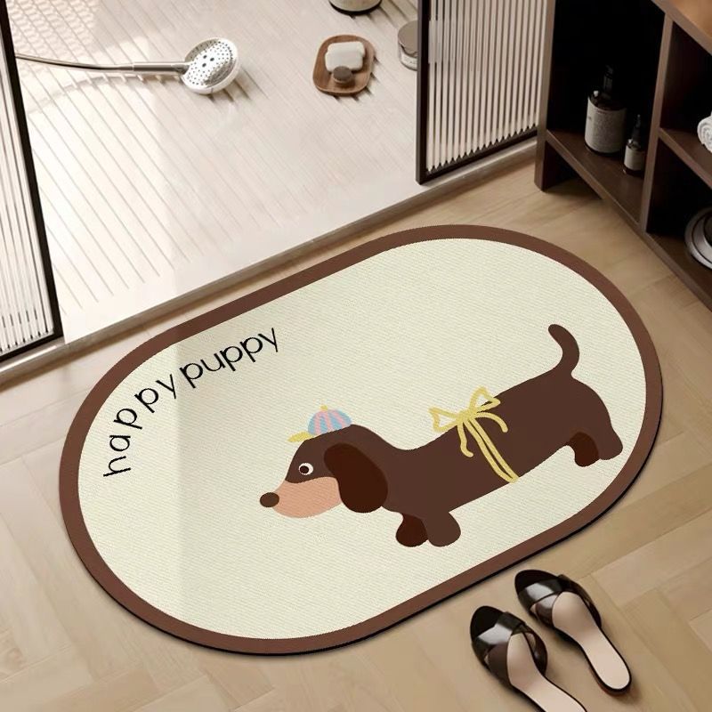 Bathroom Diatom Mud Floor Mat Cartoon Water-absorbing and Anti-slip Foot Mat Bathroom Door Quick-drying Easy-to-maintenance Floor Mat