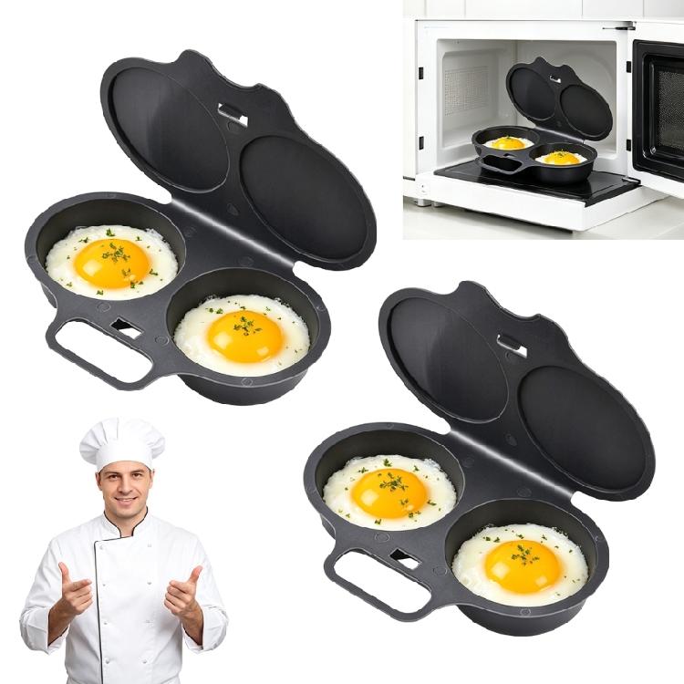 Apartment Kitchen Egg Steamer Container for Microwave Use, Two-Section Plastic Egg Poacher for Fast Breakfast Cooking