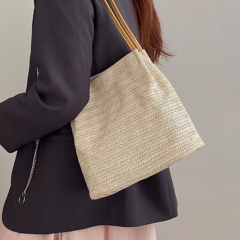 

Повседневная одноплечевая сумка большой вместимости в контрастных цветах, простая сумка-тоут для весны и лета