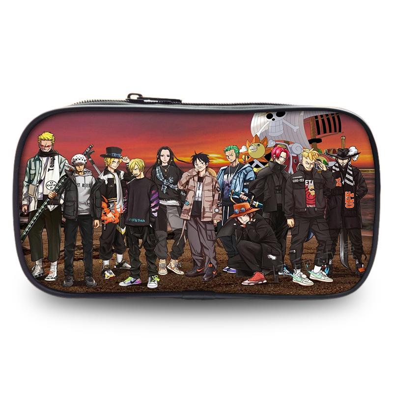Cartoon Anime One Piece Luffy Zoro Sanji Marco Ace Sabo Pencil Case Stationery Box Students School Pen Bag Bags Gifts