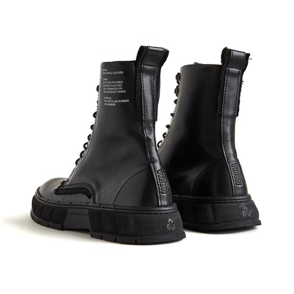 Viron Recycled Apple Leather Lace-Up Boots 1992 Black