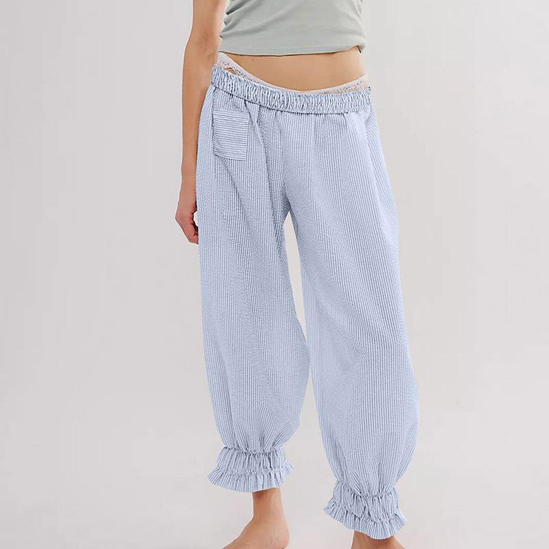 Весенне-летние маленькие нишевые свободные расклешенные брюки, универсальные прямые повседневные женские брюки S светло-синий