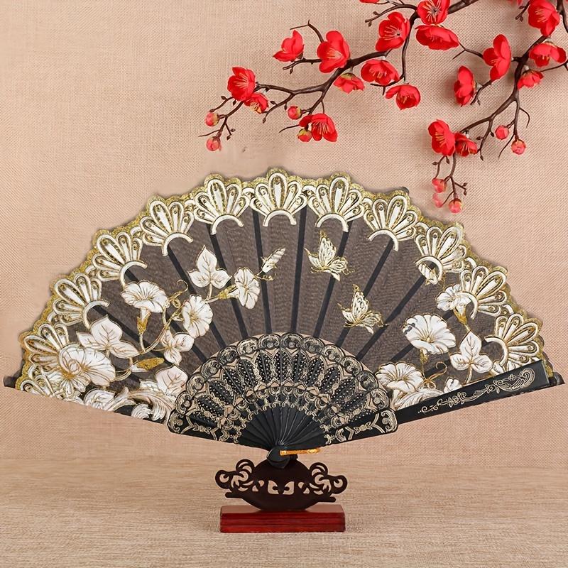 1 buc Evantai Pliabil de Mână Tradițional Chinezesc, Stil Oriental Vintage, Evantai Elegant cu Model Floral, pentru Nuntă, Dans, Fotografie, Accesoriu Qipao