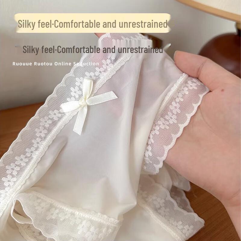 FitonTon Women's Seamless Ice Silk Lace Underwear (5-Pack)