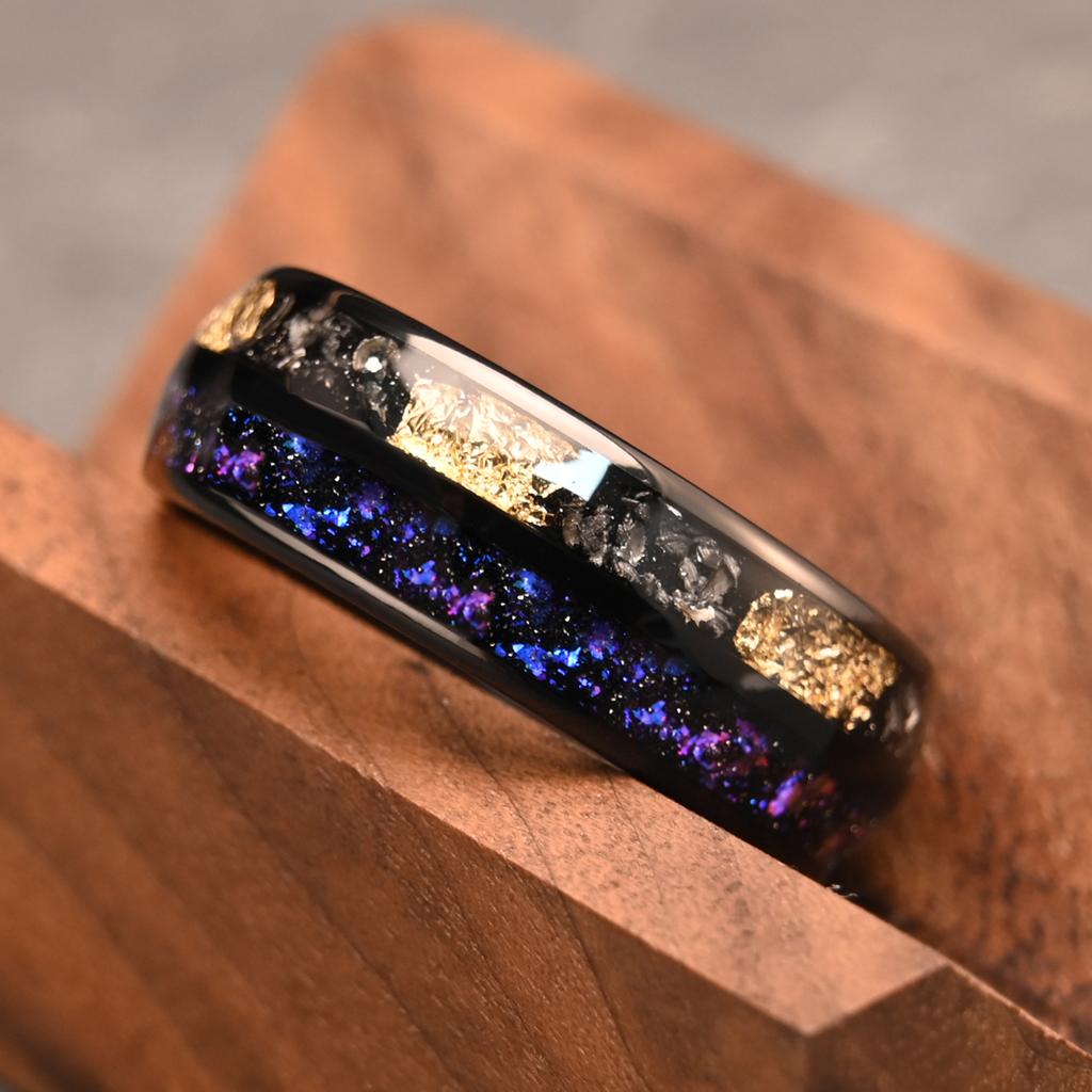 8MM Galaxy Tungsten Carbide Rings Anillos Bague Homme Pareja De Compromiso  Jewelry Men's Wedding Bands Engagement Rings