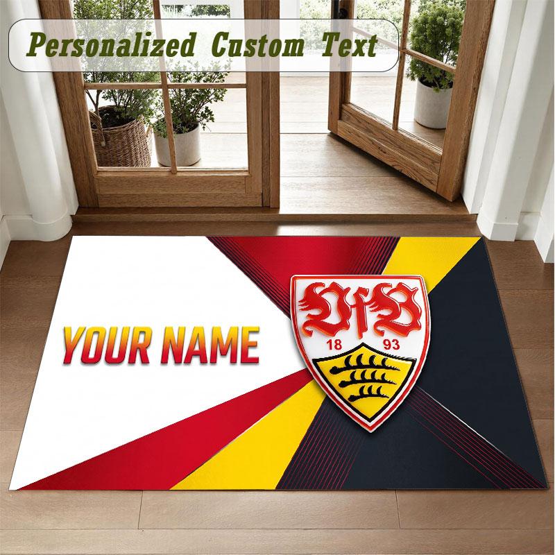 Crystal Velvet Square Rug Custom NameVfB Stuttgart FC Pattern Non Slip Home Floor Decor Rug