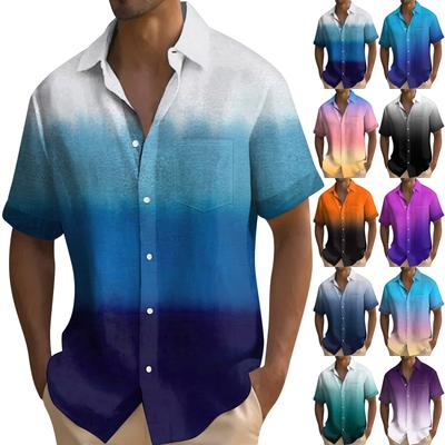 Herren Sommer Neue Lose Print Kurzarm Hemd Strickjacke Strand Hemd