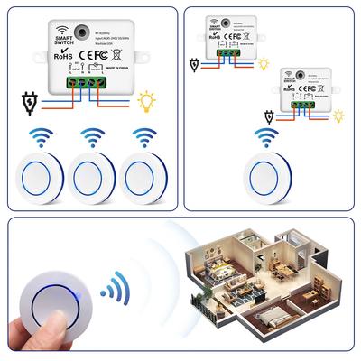 RF 433MHz Wireless Light Switch AC 220V 110V 10A Relay Breaker Remote Control Mini Module Wall Smart Switch for Home LED Lamp