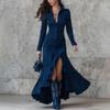 English Dress Long Sleeve Round Neck Zip Back Asymmetrical Hem For Casual Autumn