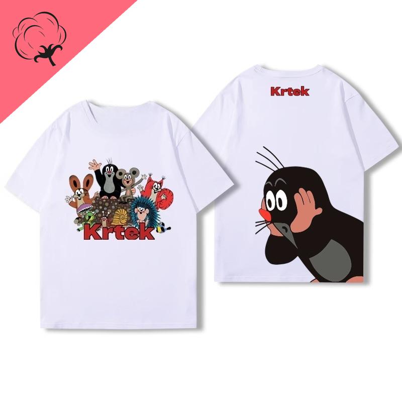 

The Mole Story Krtek Vintage Cartoon Anime Shirt Short Sleev Unisex Women Cotton Round Neck Casual Loose Funny Tshirt Kid Fashion 4XL