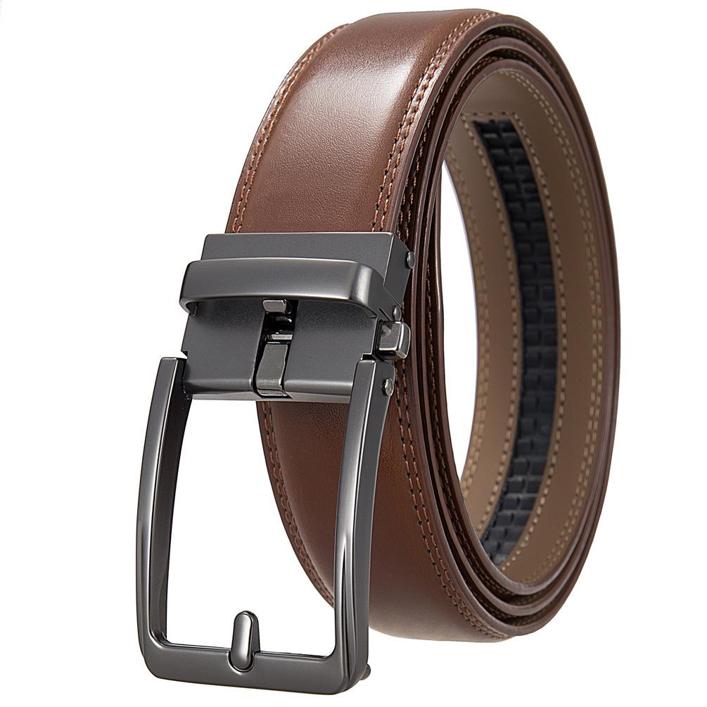 Anti-Needle Automatic Buckle Belt, Men'S Belt, Two-Layer Cowhide Belt Ly36-561948-1