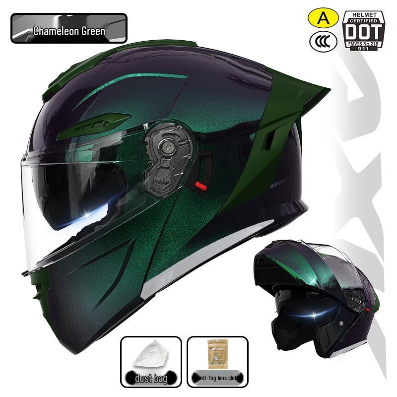 3C/DOT Color-Changing Dragon Motorcycle Helmet: Warm, All-Seasons, Half Helmet for Men and Women, Full Face Winter Safety Gear